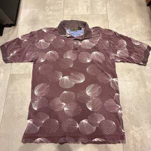 Robert Stock Vintage Men’s Brown All-Over Shell Print Polo Shirt - Size M